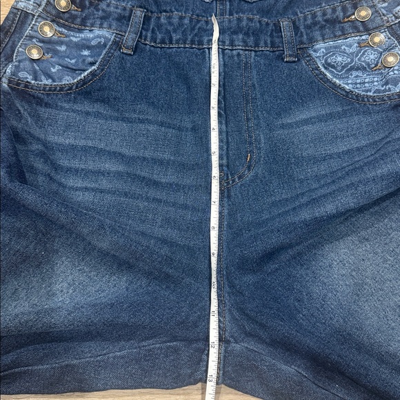 Heng Sheng Women's Blue Denim Overalls flare legs Size L - Picture 10 of 11